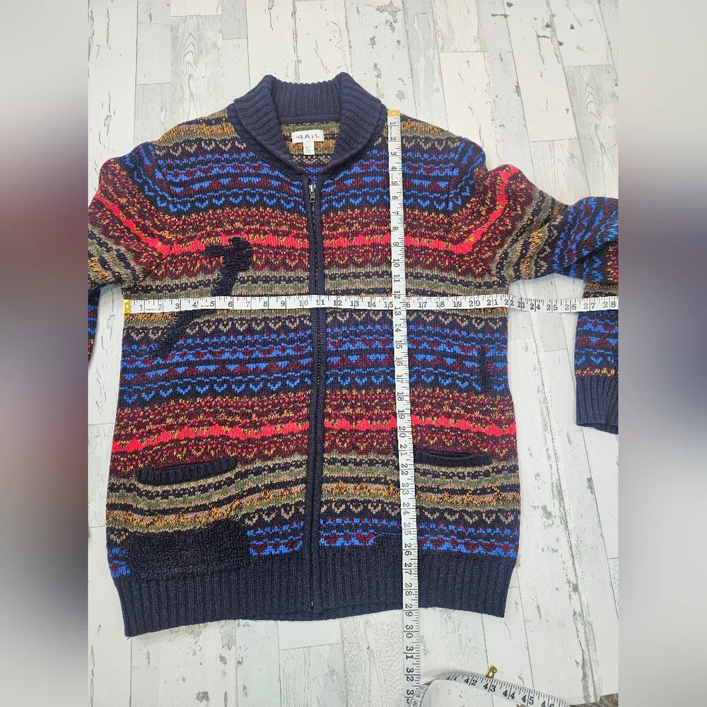 Rails‎ Mens Shawl Full Zip Cardigan Large Striped Blue Multicolor Cotton Blend